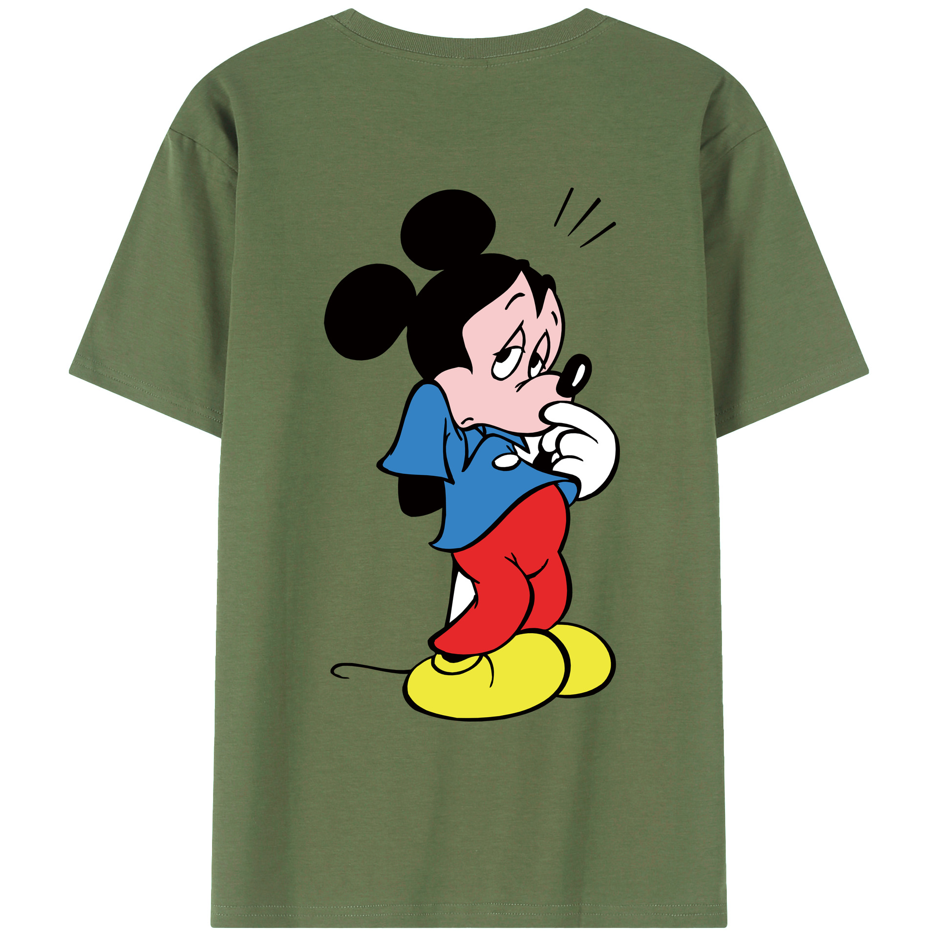 ミッキーマウス Mickey Mouse 綿100％ メンズ半袖Tシャツ（バックプリント） 通気性